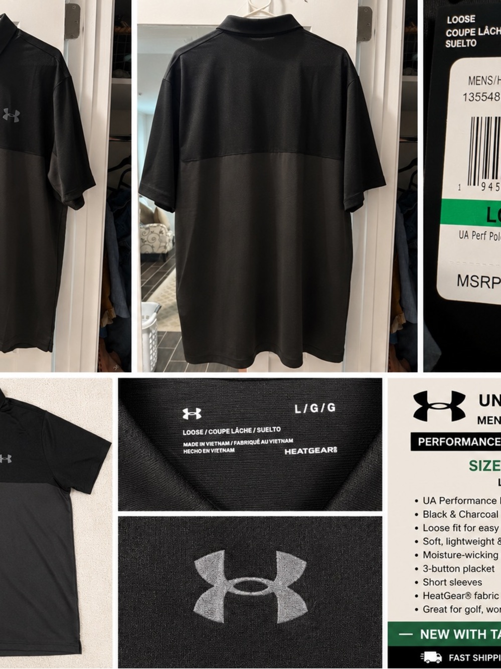 NWT Under Armour Men’s Black Polo Performance Shirt